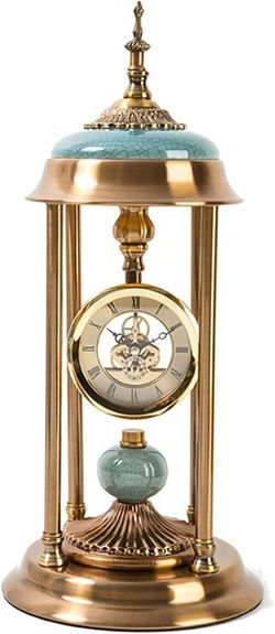 Vintage Mantel Desk Clock, Gold Metal Table Clock with Silent Sweep Movement