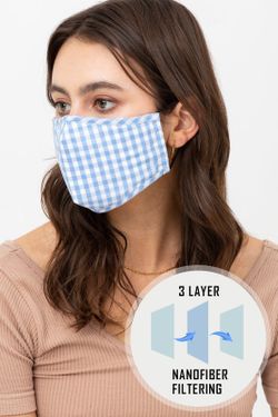 Gingham check Printed Reusable Washable Face Mask