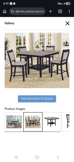 Crown Mark Fulton  turntable in middle of dining table with 4 chairs