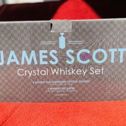 5 PCs James Scott Crystal Decanter Whiskey Glasses Set