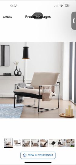 Sling Accent Chair for Living Room Bedroom Reading Office Modern Design Metal Frame Armchair with Comfy Soft Memory Foam Double Sided Use Pillow Remov