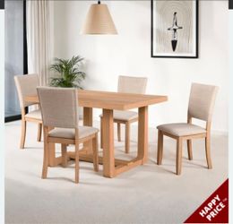 Wood Dining Table and 4 Chairs Set