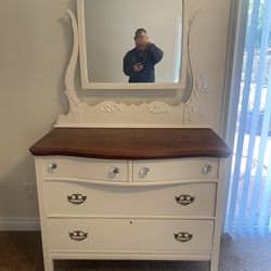 Old Solid Wood Vanity Dresser