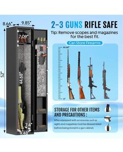 KAER 2-3 Long Gun Safe for Rifles and Pistols,Assembled Rifle Safe for Home Gun Cabinet for Shotguns,Quick Access,Digital Lock,Removable Rifle Rack,Ad