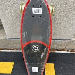 KRYPTONICS MINI FAT CRUISER CALIFORNIA SKATEBOARD 23", RED/BLK