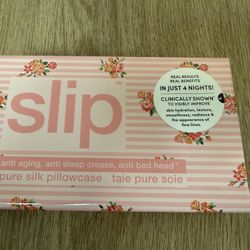 Brand New Queen Size Pink and Floral Stripe Slip Silk Pillowcase