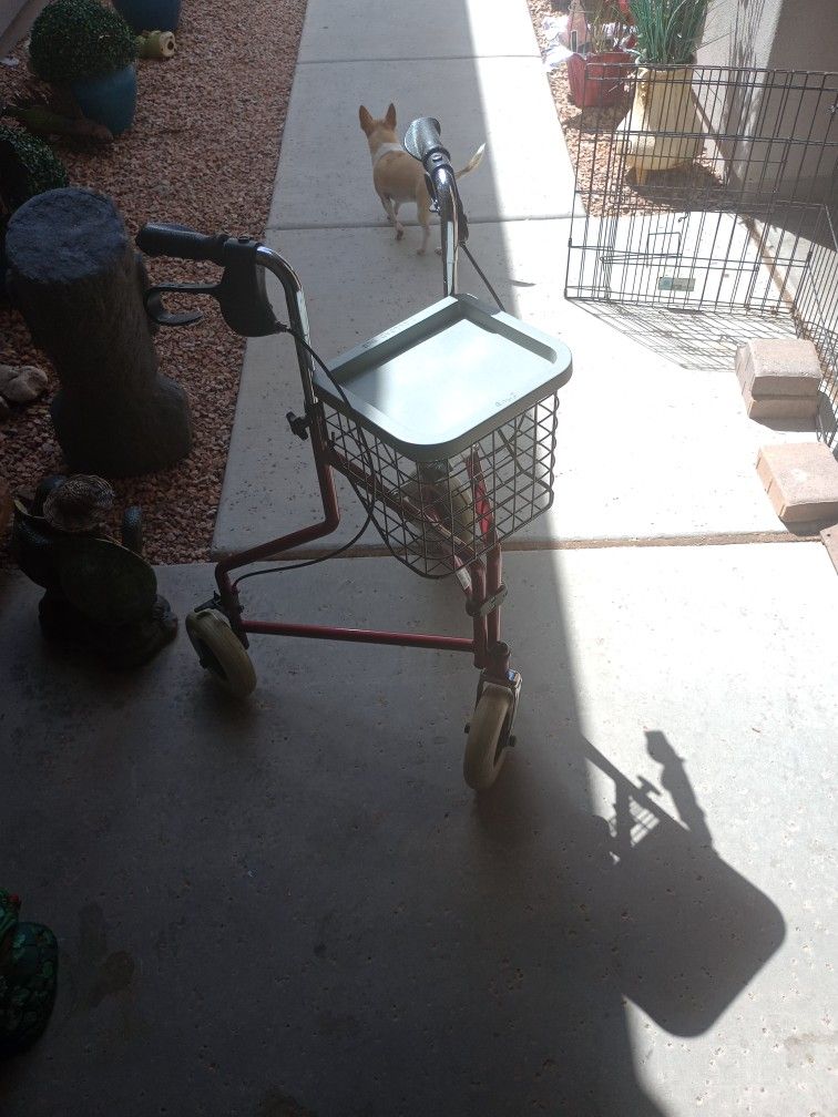 Walker With A Basket And Lunch Tray