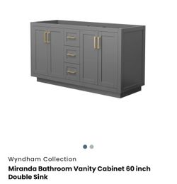60” Grey Bathroom Vanity with Gold Handles