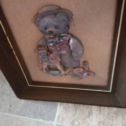 Vintage 1930s Teddy Bear With His Baby In The Bed I Think It's Crepe Paper Been Packed Up With The Family For Many Years From G L O R D A N O
