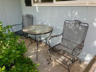 Wrought Iron Patio Table and 2 Chairs