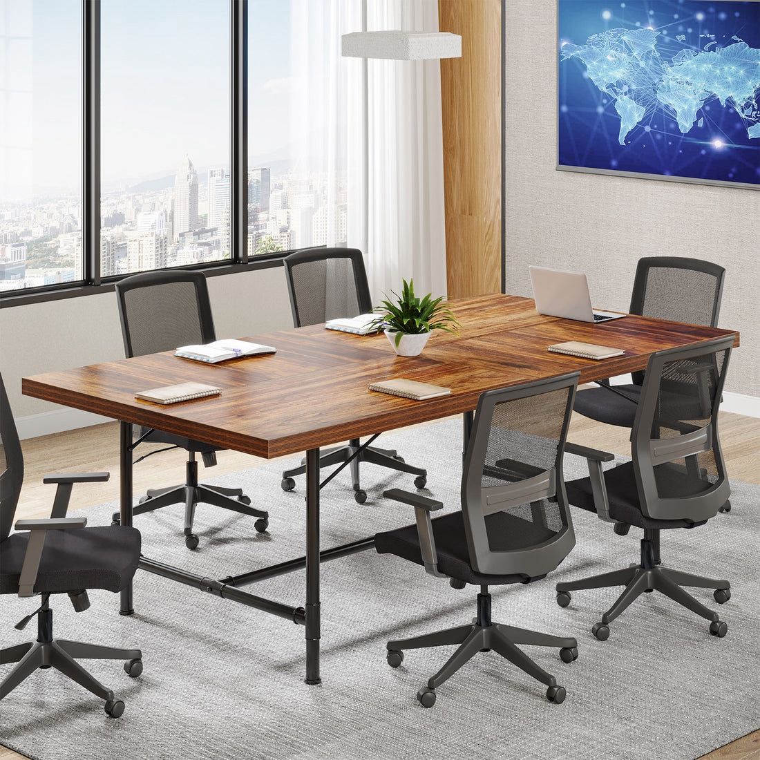6FT Conference Table, 70.8" Rectangle Training Table Boardroom Desk
