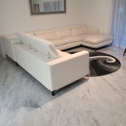 Large White Leather Couch 