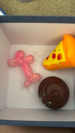 Pizza squishy & pink balloon squishy & poop squishy