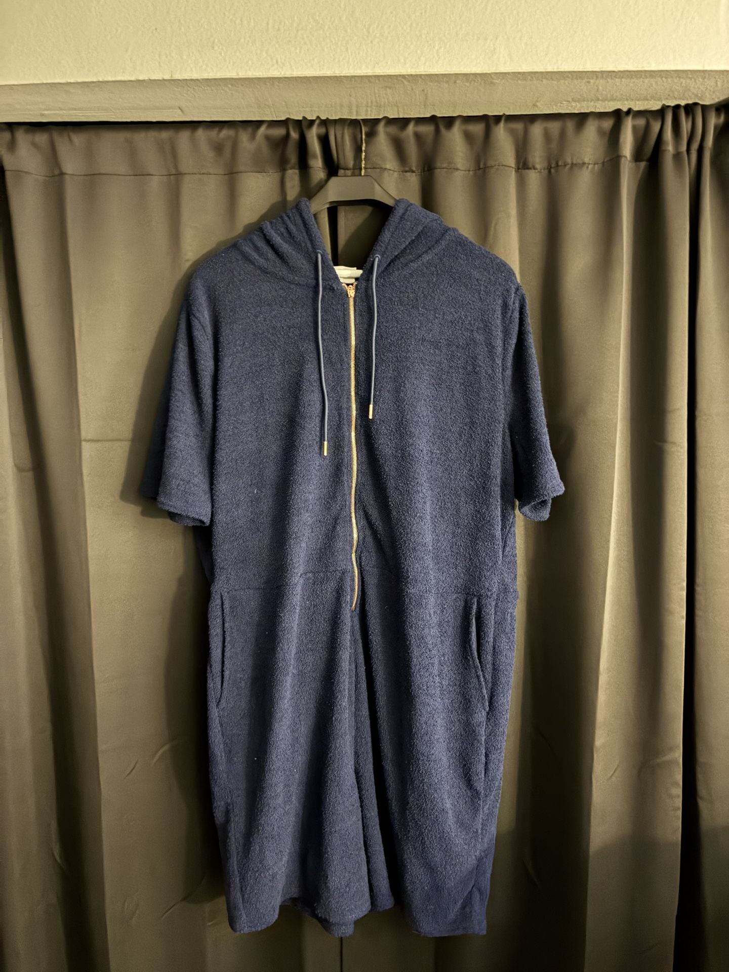 Women’s Plus Size 6X Fuzzy Hooded Romper Navy Blue