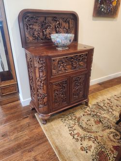 Chinese hand Carved liquor cabinet