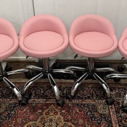 NEW - Yaheetech Pink Rolling Salon Stool Swivel Chairs