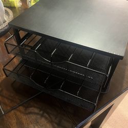 COFFEE POD STORAGE 2 TIER WITH WOOD TOP