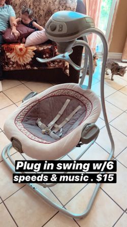 Plug in swing with 6 speeds and music