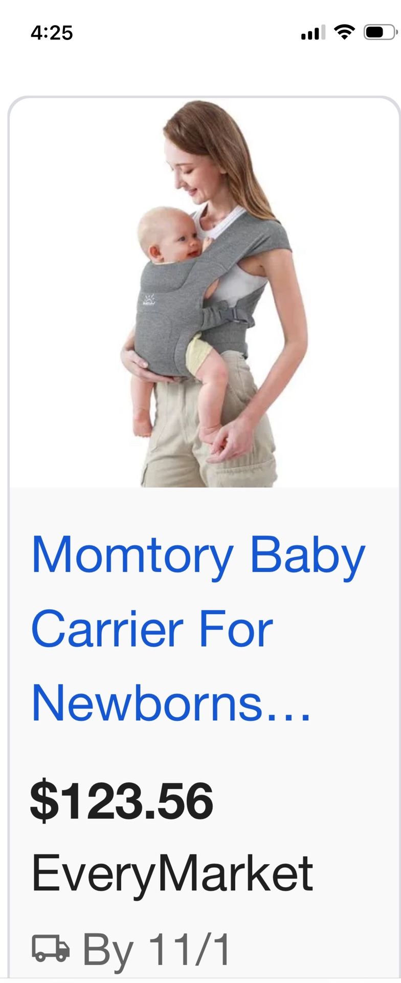 New W/out Tags Momtory Baby Carrier For Newborns