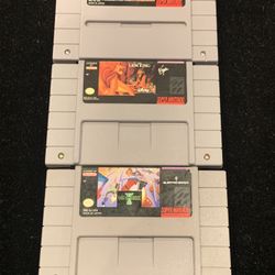 Super Nintendo SNES Lot of 3 Game Cartridges Super Adventure Island Lion King Jim Power The Lost Dimension 