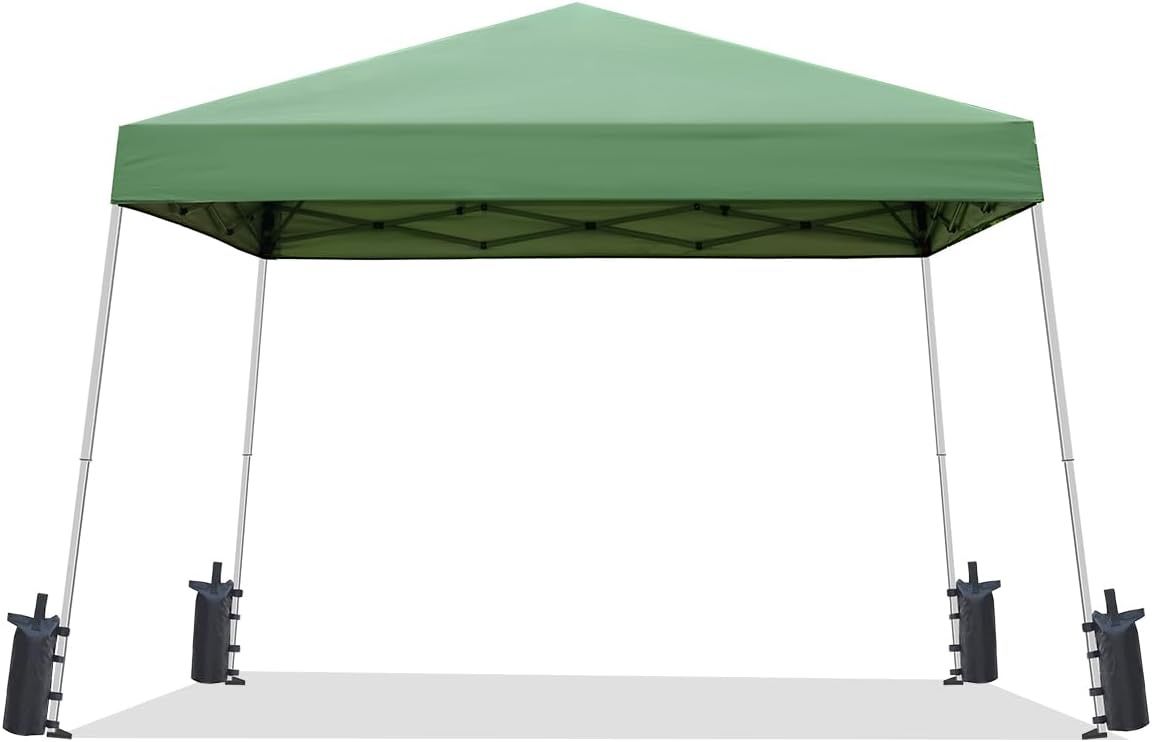 10x10 Portable Pop Up Outdoor Canopy Tent 10 x 10 ft Base / 8 x 8 ft Top， Black