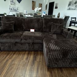 Brown Convertible Sectional + USB Ports 