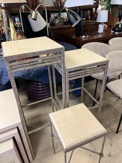 Nesting Side Tables with Metal Base Set of 3