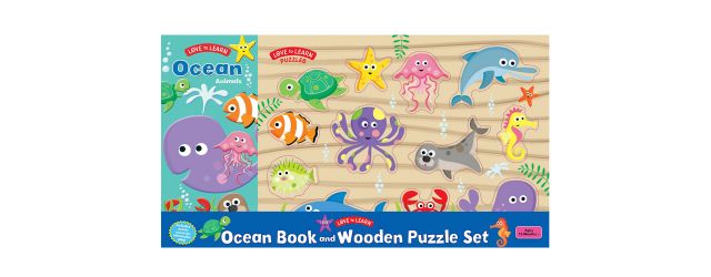 Toddlers book and wooden puzzle set