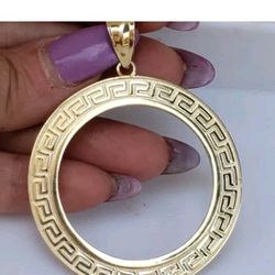 Solid 14k Yellow Gold Centenario Bezel Frame Pendant