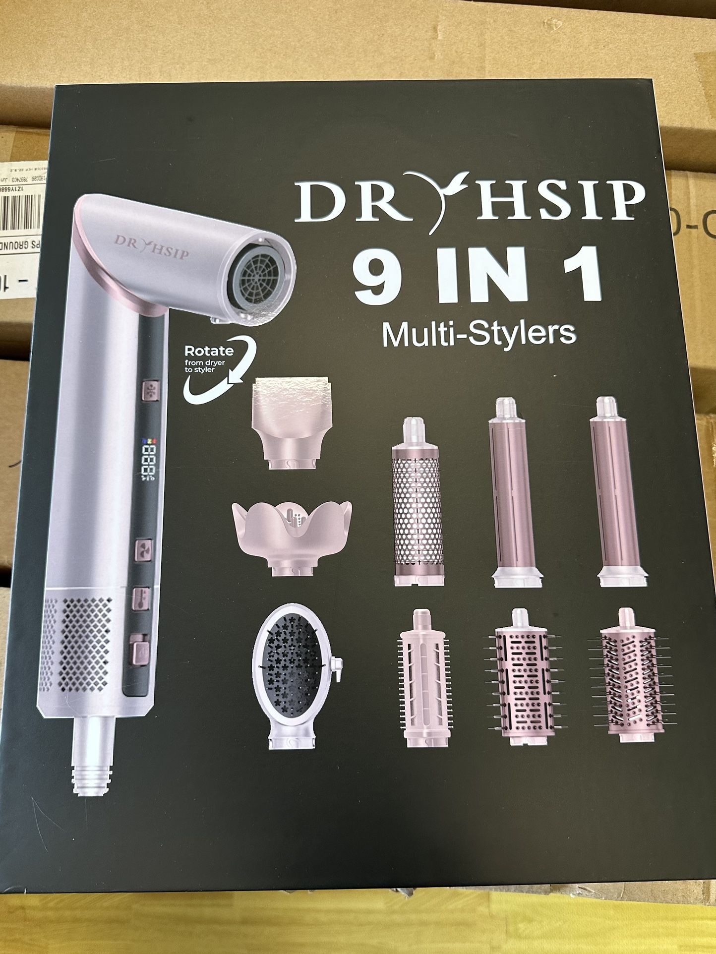9 in 1 Hair Styler Set & Hair Dryer Brush, 110,000 RPM High-Speed Negative Ionic Foldable Hair Dryer Fast Drying, Multi Professional Hot air Styler fo