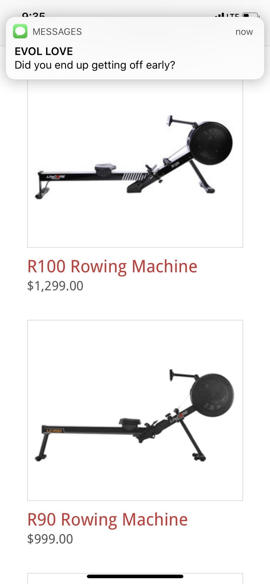 Large LifeCore R100 commercial gym air rowing machine Rower works