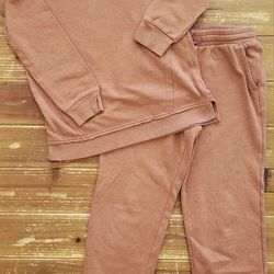 SIZE 10-12 GIRLS 2-PIECE SET BURNT ORANGE MATCHING SWEATER & JOGGER