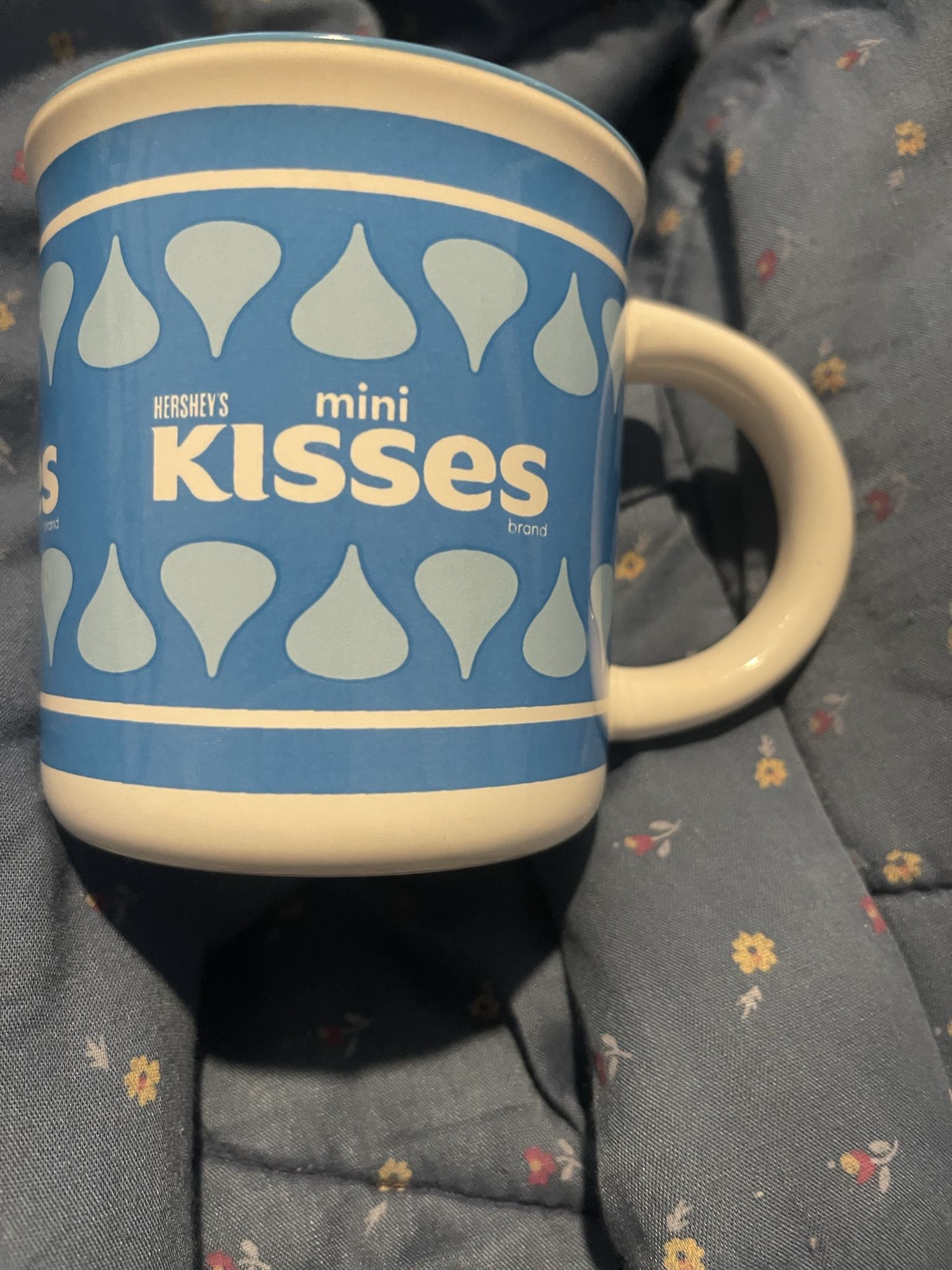 Hersheys Blue And White Coffee Mug 3 3/4” High