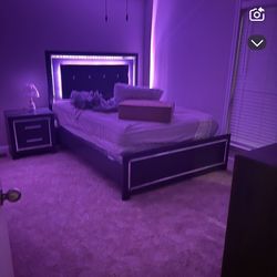 Queen LED headboard with dresser