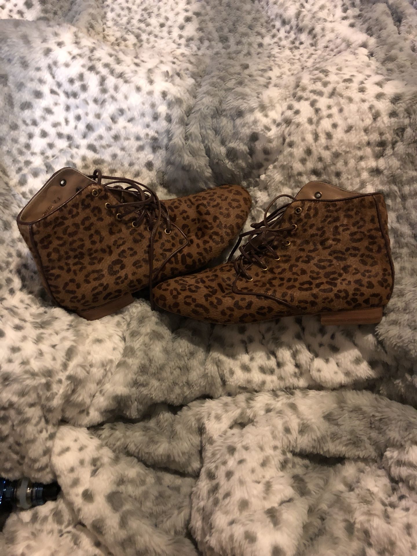 Leopard print cowhide Italian booties