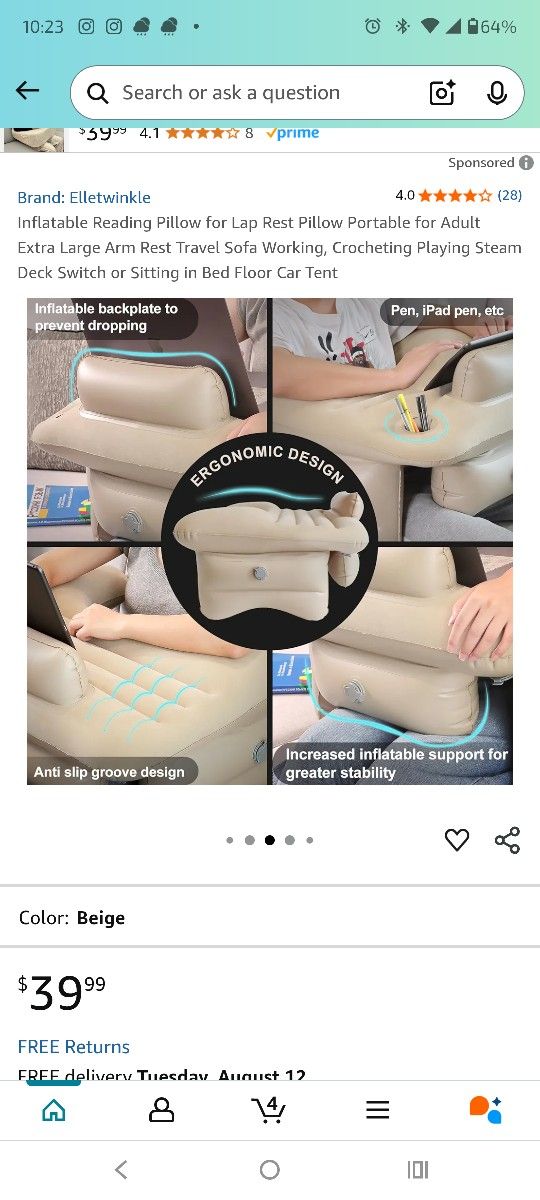 New In Box, Inflatable Lap Table With Cup Holder, Pump And Storage Bag. Click On ALL Photos To See All The Photos. Cash & Pickup Only