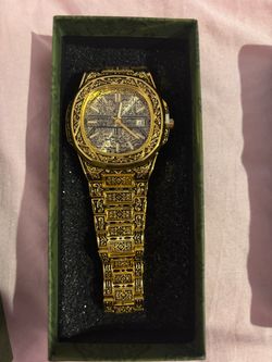 Gold-Tone Arabic Calligraphy Dress Watch