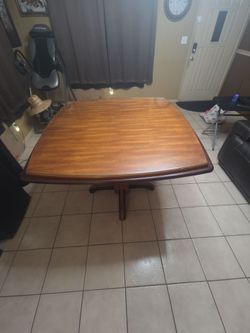 Wood Dining Table with Pedestal Base