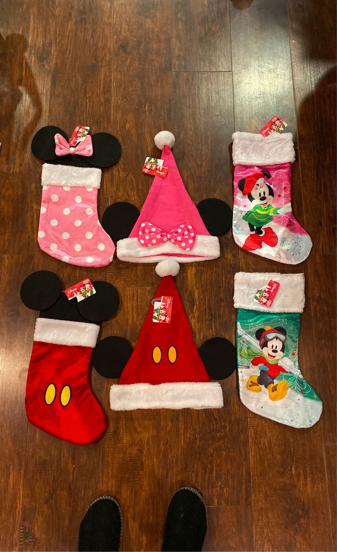 Disney’s Minnie & Mickey Mouse Christmas Stockings & Santa Hats