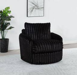 Accent Swivel Chair Black Corduroy fabric, New Especial price 