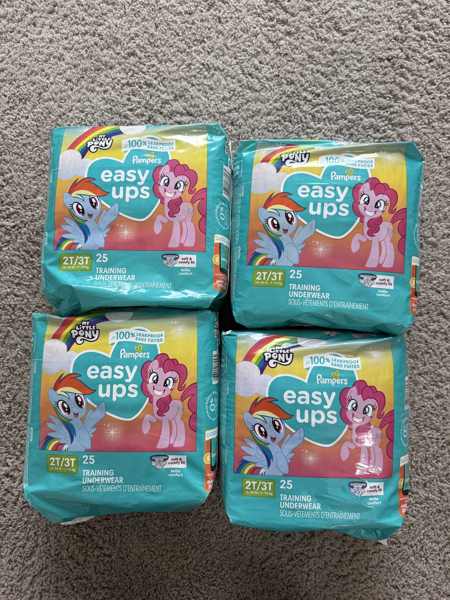 4 packs of Pampers Training Pants - Easy Ups Girls & Boys - Size 2T-3T