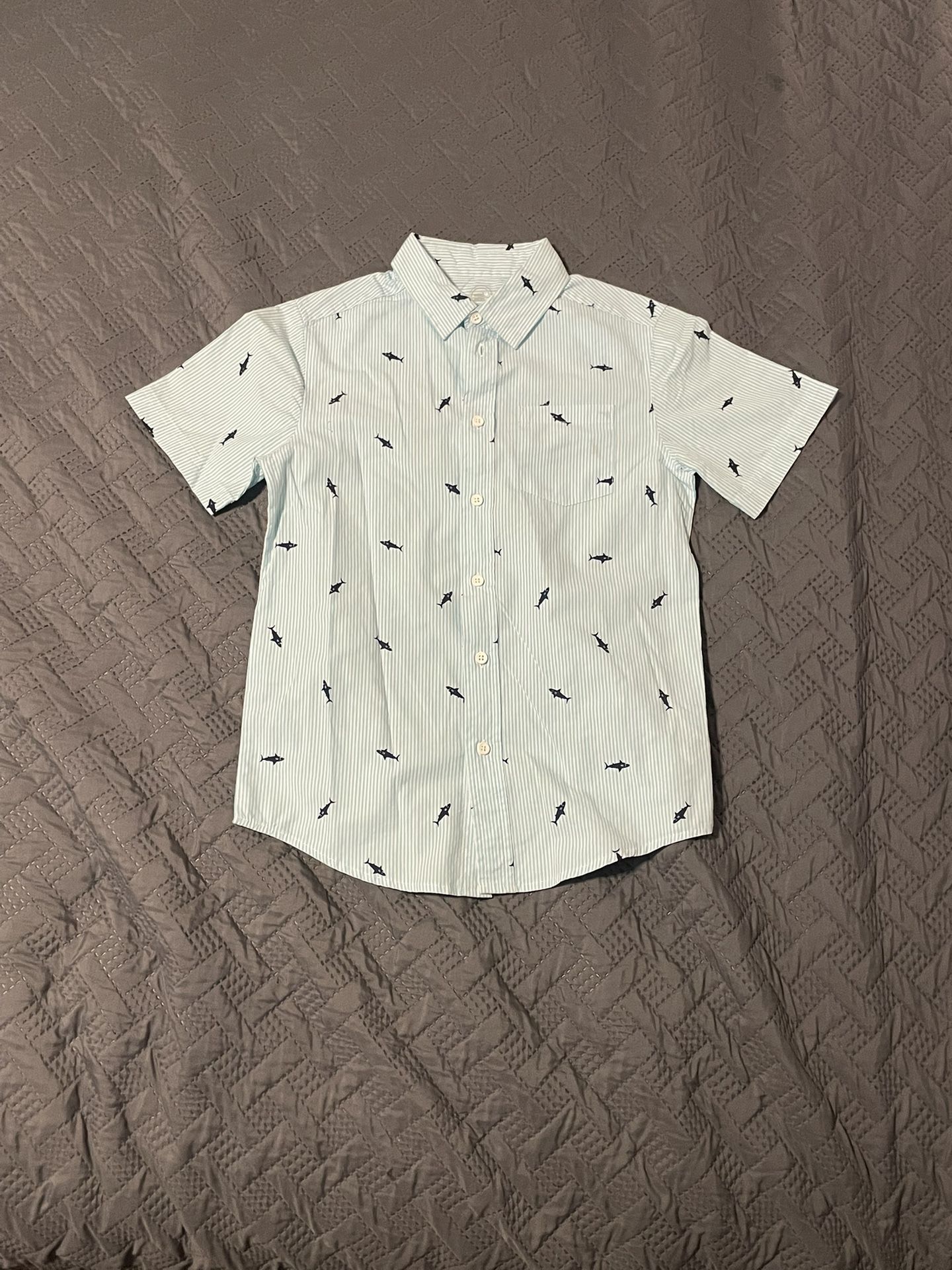 Wonder Nation Men's Light Blue Shark Print Shirt