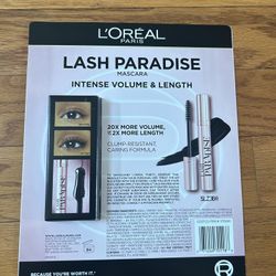 NWT L'Oreal Lash Paradise intense volume& length 3 pcs mascaras set
