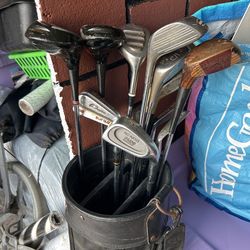 Old Golf Clubs And Bag 