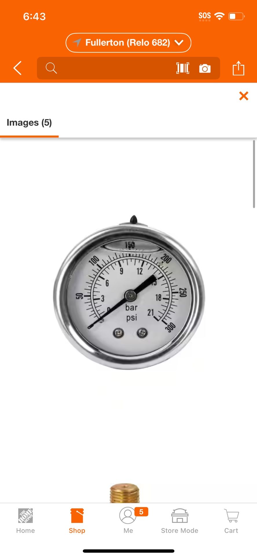 Husky 2 in. Liquid Filled Pressure Gauge with 1/4 in. NPT Back Mount @Tools-611
