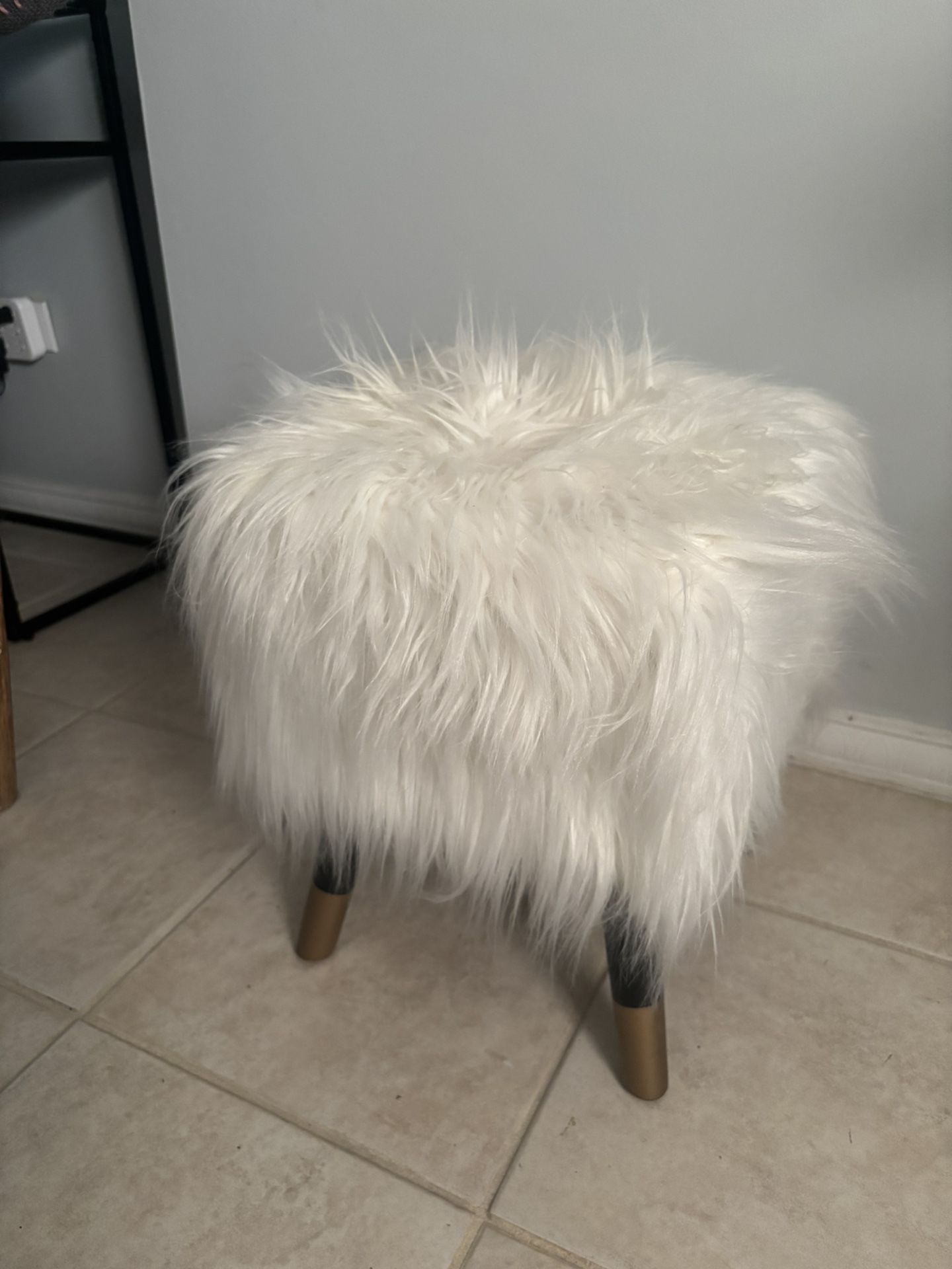 Faux Fur Accent Stool