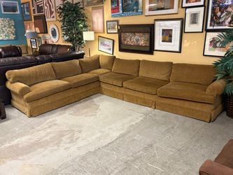 Large Golden Brown Skirted 6-Seat L-Shaped Sectional
