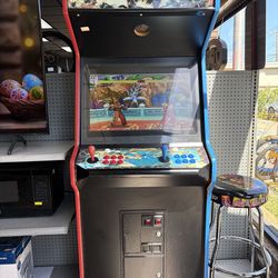 Street Fighter Mortal Kombat Arcade Machine with Stool