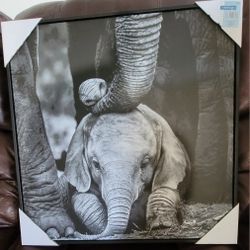Baby And Mama Elephant Painting