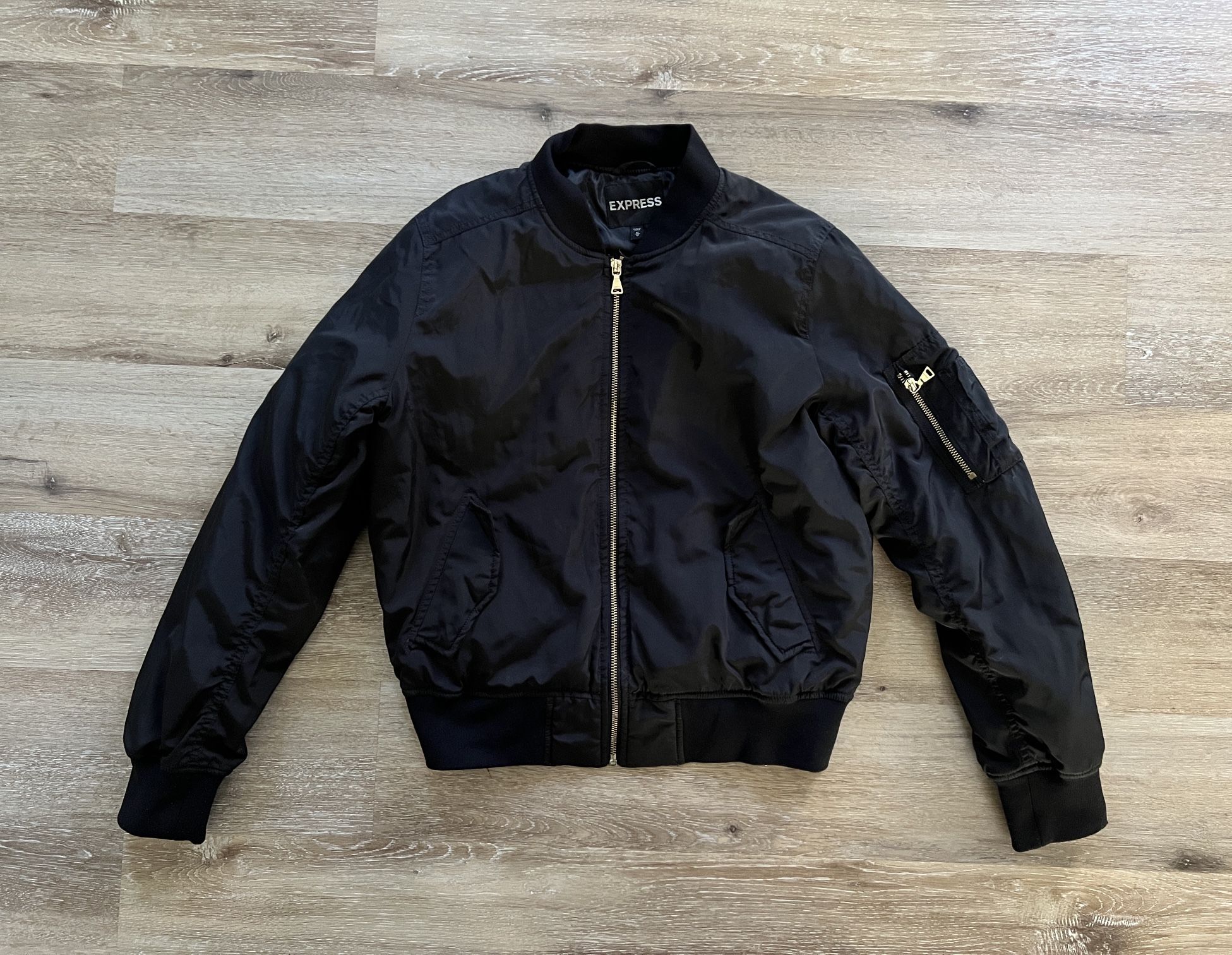 Express Bomber Jacket Full Zip Mens Size M Black